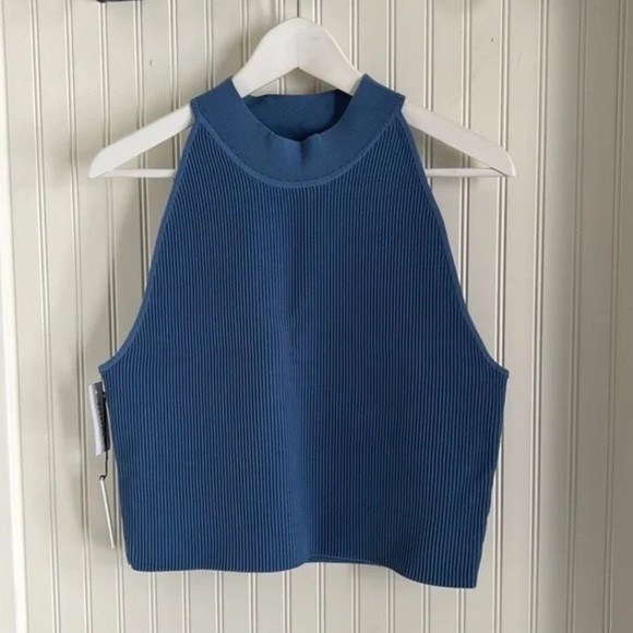 Aritzia Babaton Blue Sculpt Knit Halter Tank NWT - Picture 5 of 7